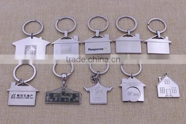 Promotion gifts custom logo metal house shape keyring