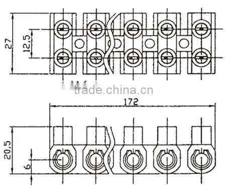 25mm2 12 Poles PVC Strip Terminal Block (TB2512)