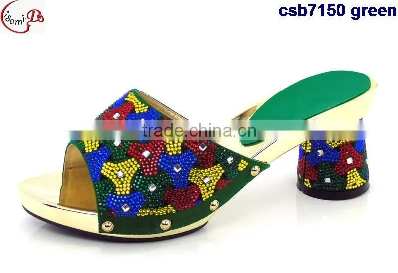 CSB7150 blue sandals with high quailty low price hot selling beautiful lady high heel shoes match bag