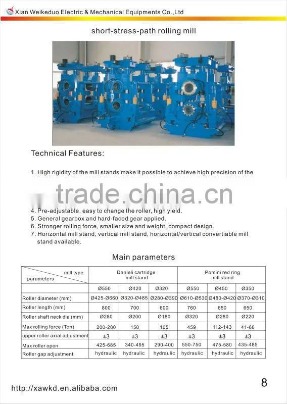 best selling 45 Degree No twist high speed wire rod finishing rolling mill and rolling mill work roll
