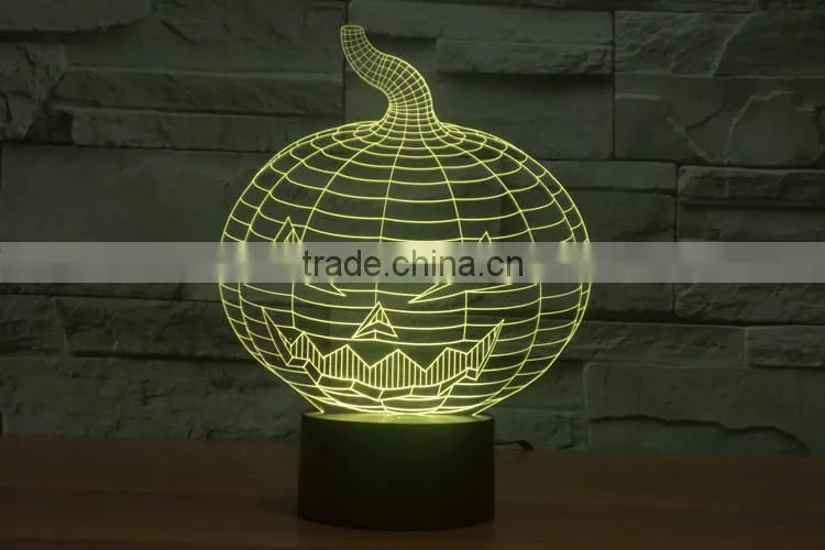 Christmas Gift !3D illusion bulbing Night Light Lamp 7 Color Change Touch Switch Novelty Pumpkin mini light For Hallowen