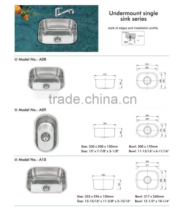 HOT SALE stainless steel undermount kitchen sink