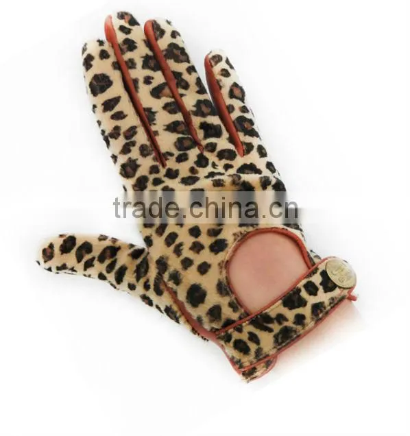 New style ladies leopard leather gloves sex leather driving leather