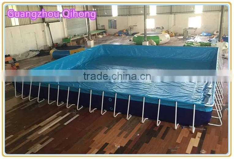 2016 new top selling non inflatable pool, metal frame swimming pool with water slide, custom inflatable pool