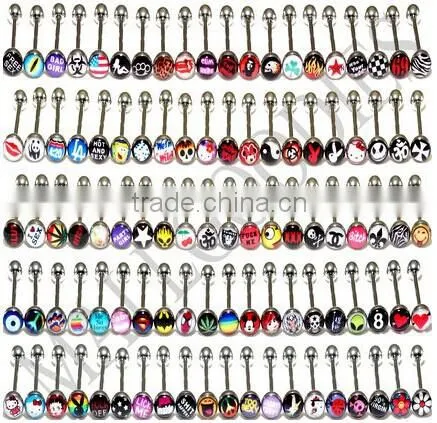 Tongue rings wholesale black triangle design with white crystal hot sell new design product