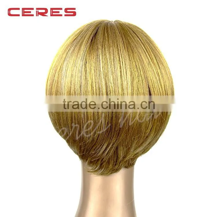 High Temperature Synthetic Bob wig Blond color top quality fashion style full lace wig