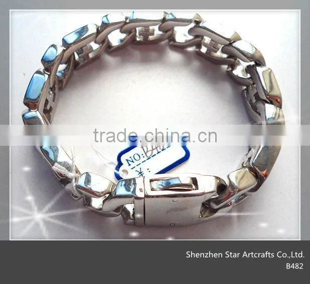 wholesale B482 stainless steel 1.5cm wide mens bracelet