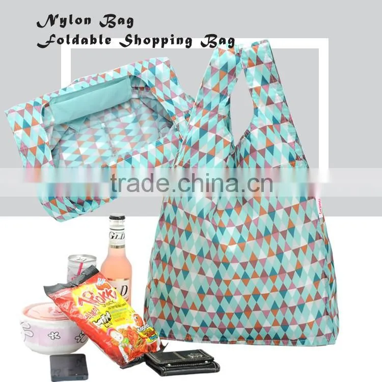 2016 new style Colorful nylon foldable lamination bag for shopping