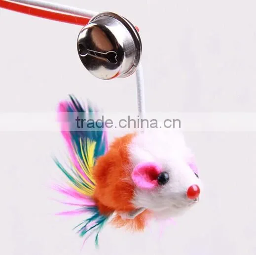 Useful Pet Puppy Cat Funny Flexible Feather Teaser Bell Sound Rod Stick Play Toy