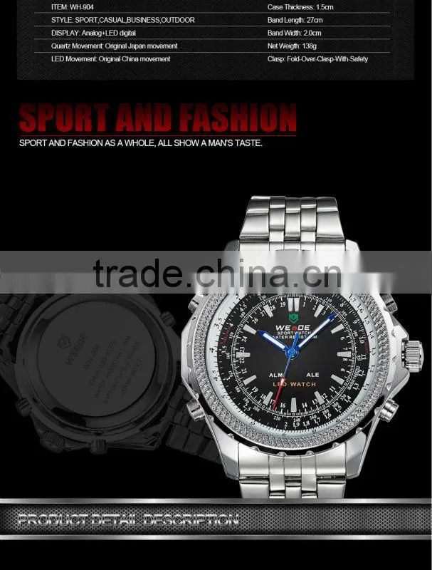 2014 New products WEIDE men's style casual dresses 30 meter waterproofed sports watch Japan quartz WH904 24-hour