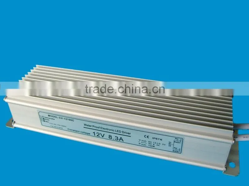 High quality Waterproof ip67 12V 100W 8.3a led lighting power supply with dual output