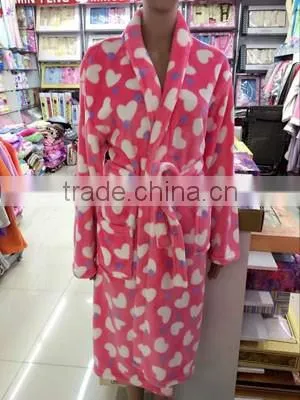 Super soft cheap adults flannel ladies printed leopard bathrobes