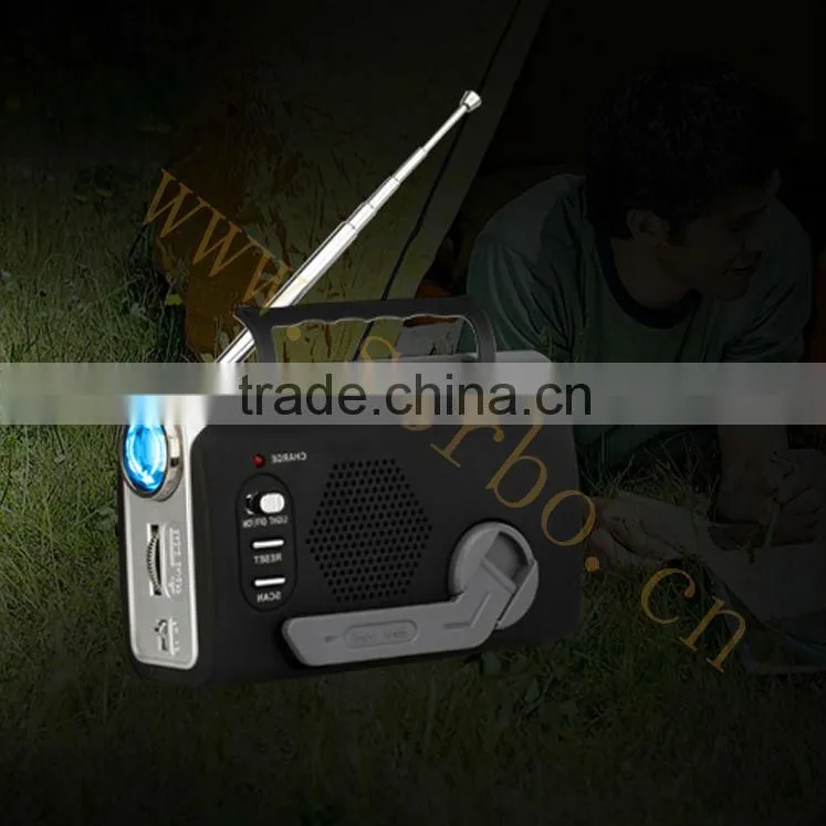 2016 Multifunctional Emergency Dynamo Self Powered FM/WB Radio, Flashlight,Powerful Cell Phones Charger