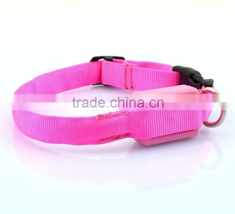 Small Scale Safety 18-28cm Pet Dog Collar LED Nylon Light-up Flashing Leash Glow for Dogs