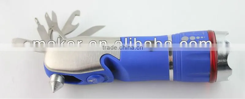1W zoom flashlight with car emergency tools