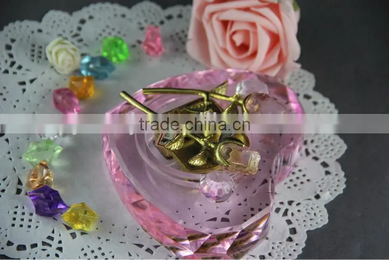 Heart Shaped Pink Crystal Music Box For Wedding Gift