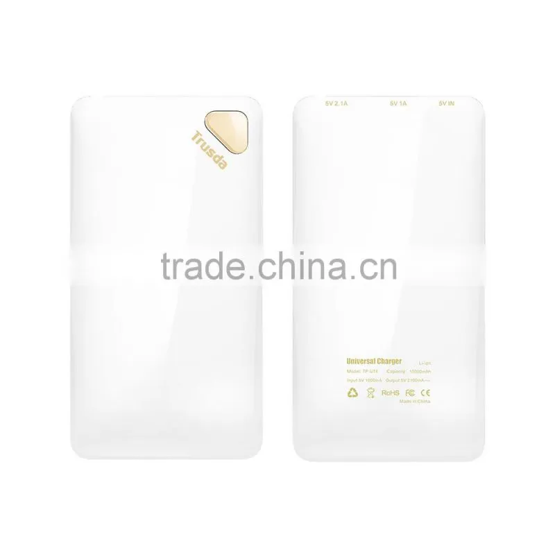 Super slim 10000mah mobile power bank, super fast QC2.0 power bank