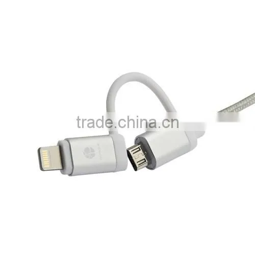 High quality genuine MFi Cell Phone fast usb cable 2 in 1 universal