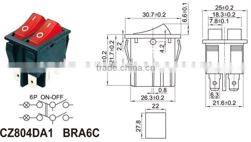 120v dpdt rocker switch,125V AC Long life electric rocker switches make machine push button switch