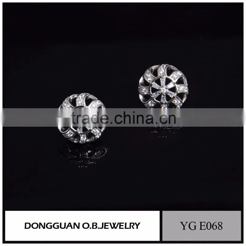 Top Quality Wedding Jewelry Real Silver Plating Diamond Stud Earring For Women