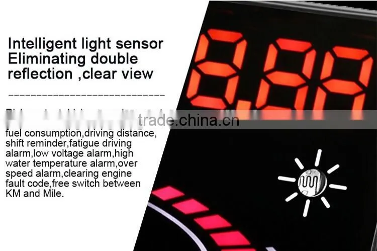 5'5 E300 Car HUD Head Up Display Speed, RPM, Water Temp,E300 HUD Fuel Consumption Speed, Throttle Angle, OBD2, OBDII Interface