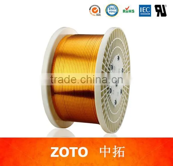 Flat section polyimide film covered conductor wire