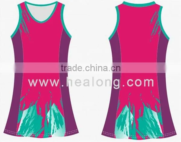 cool dry 100% polyester sublimated netball jersey