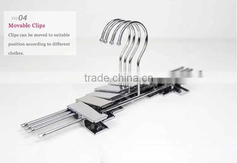 New Design Beautiful Silver Color Metal Pants Hanger with clips