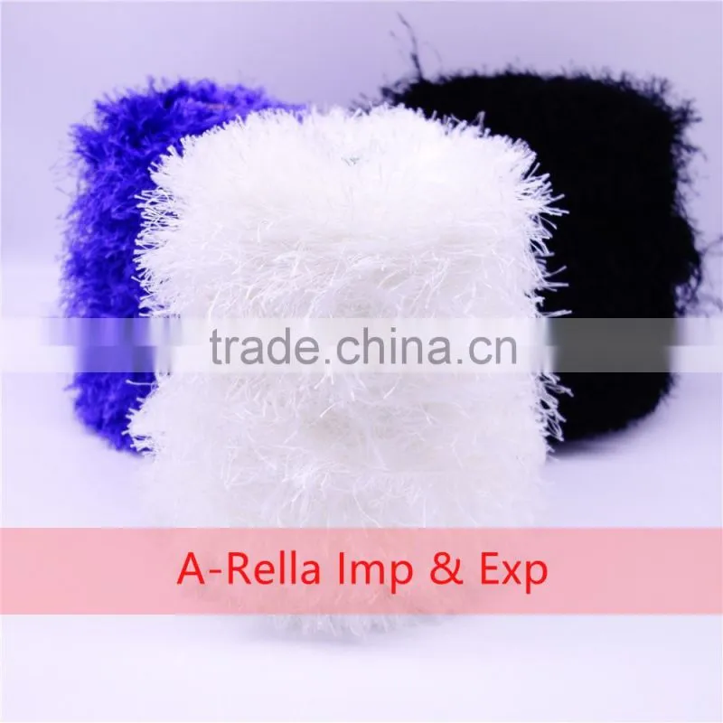100% polyester feather yarn , with heat setting , lurex yarn