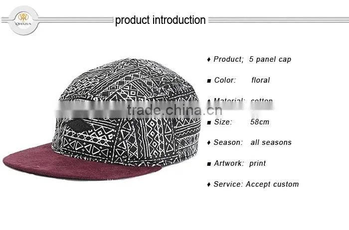 5 panel cap flat brim woven patch snapback custom 5 panel hat