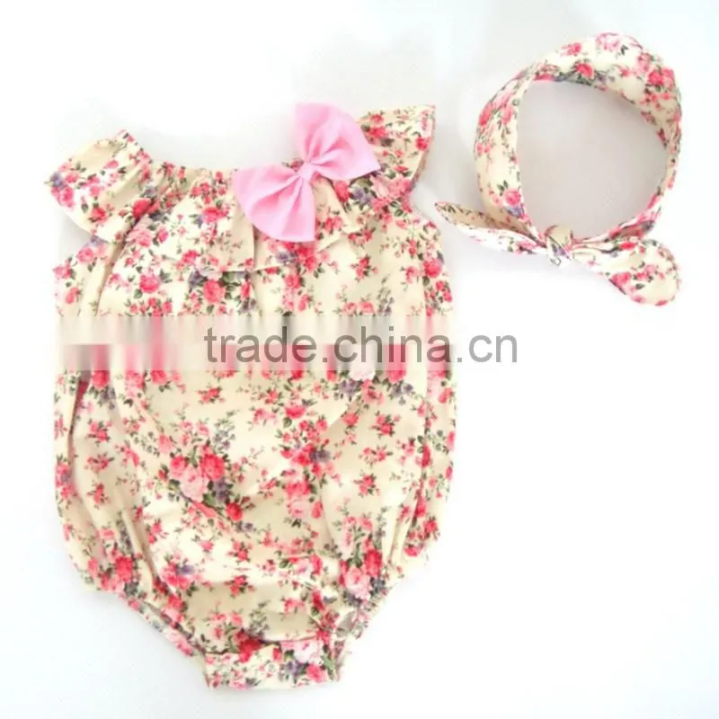 2016Direct Manufacturer Kids Summer Wear Sleeveless Seaside Bella Romper ,Baby Girls Floral Jumpsuit, Boutique Outfits For Girls