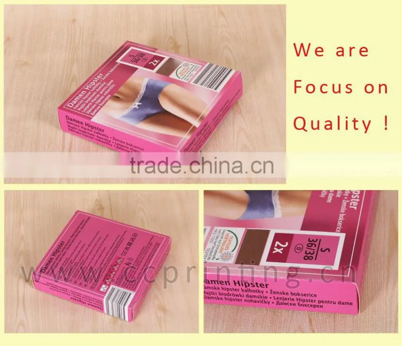 High quality flat pack women underwear packaging box design