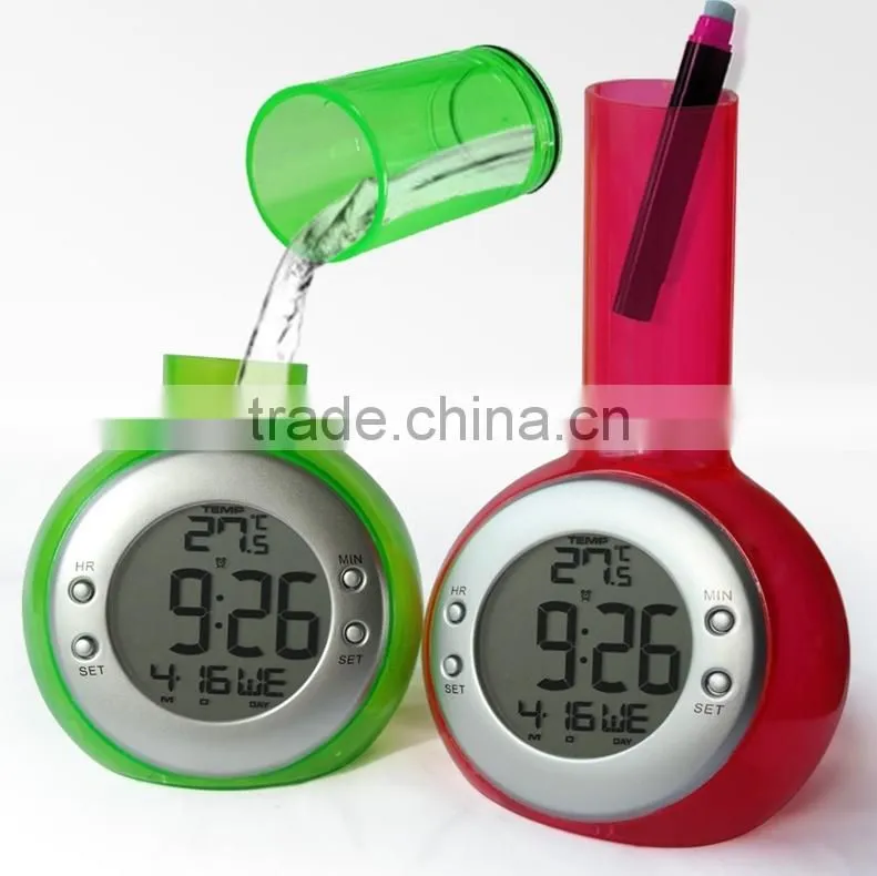 water power table alarm clock with pen holder