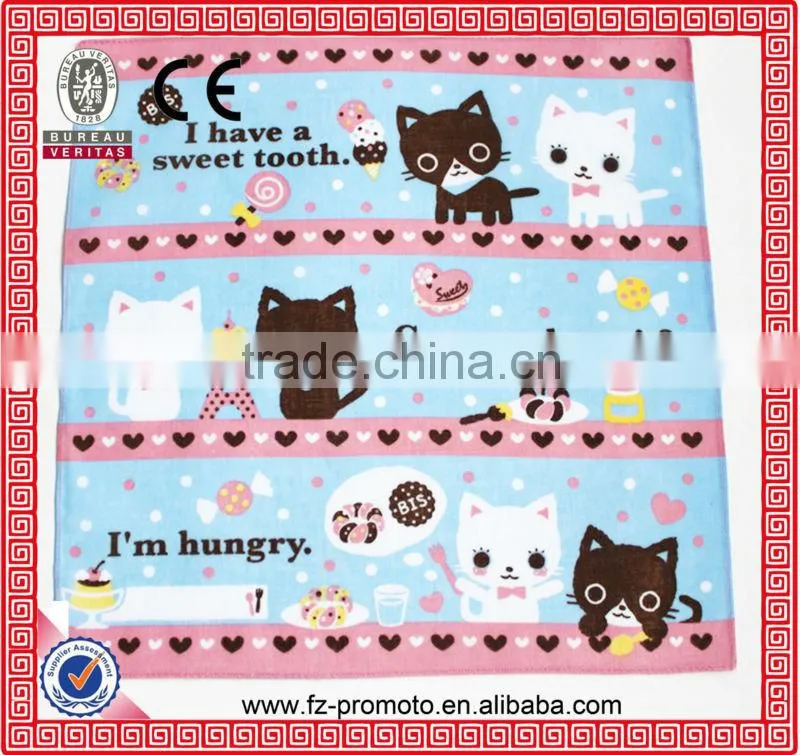 fancy design screen printing cotton handkerchief for gifts