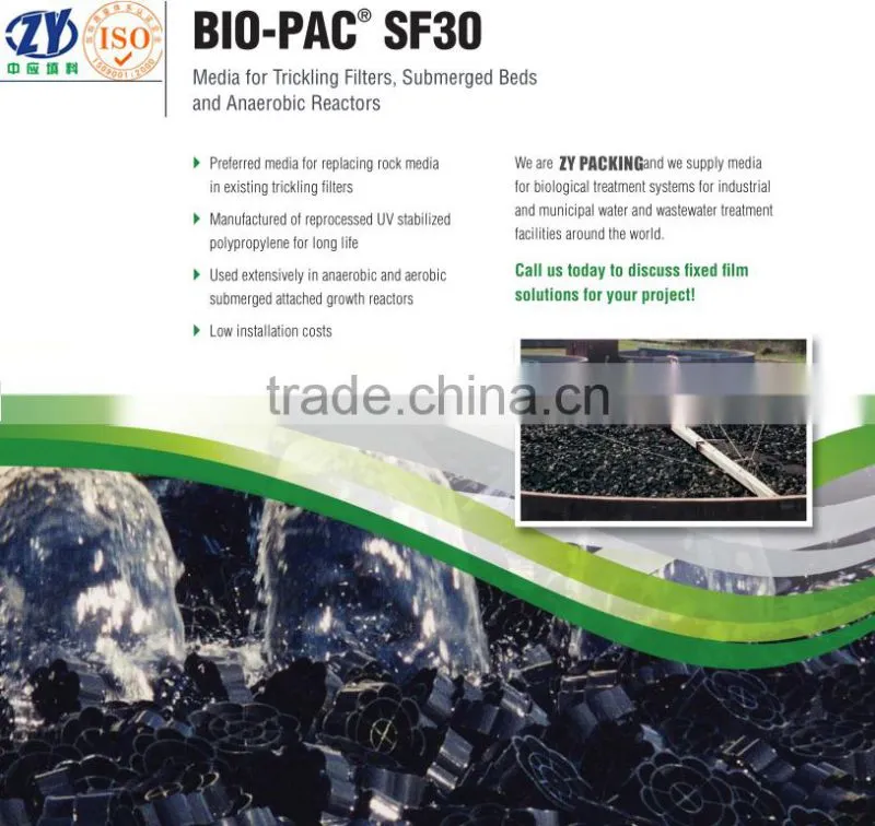 Random plastic media Bio-pac SF30 manufactured of reprocessed UV stabilized polypropylene