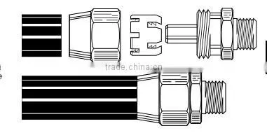668 Male Connector, D.O.T. Air Brake Fitting For Rubber Tube, Brass valve