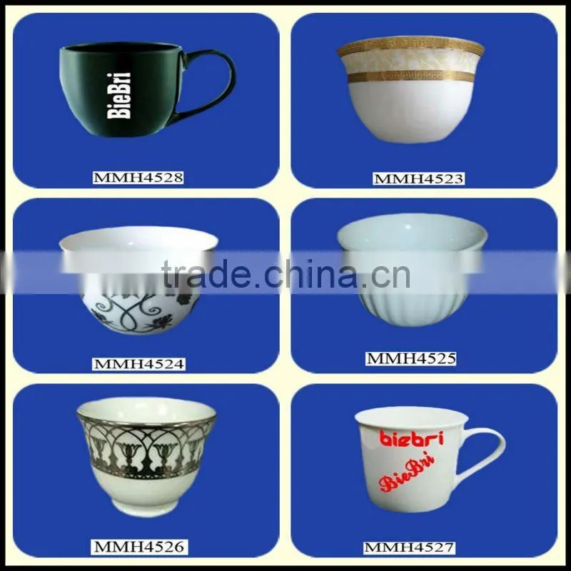 White unique ceramic arabic coffee cups