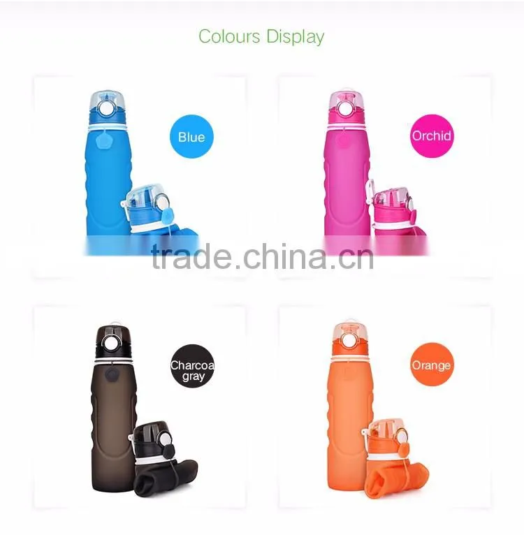 Medical Grade Silicone Sports Water Bottle Foldable Silicone Water Bottle