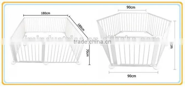 New Model 6 Panel Side Foldable wooden baby playpen