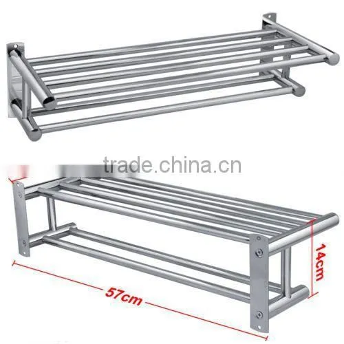 Wall Mounted Towel Rack Bathroom Hotel Rail Holder Storage Shelf Stainless Steel