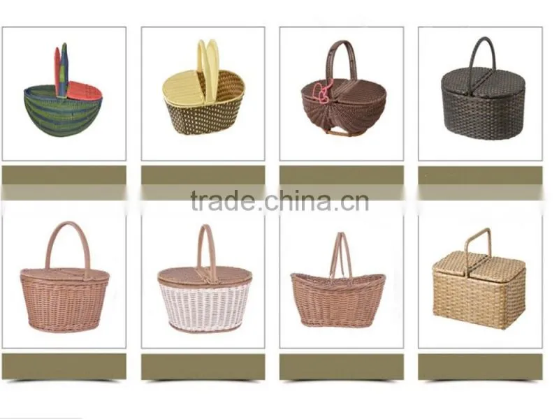 S&D household rattan wicker standing plastic fruit tray 2 layer kitchen storage rack/shelf