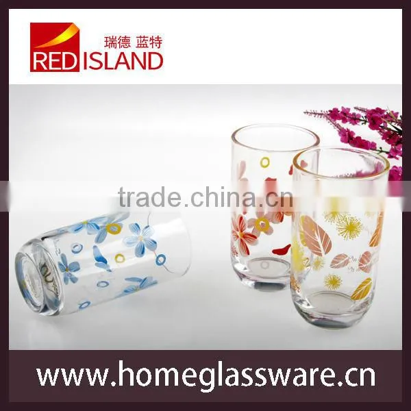 9 oz decal flower pattern glass juice tumbler cup