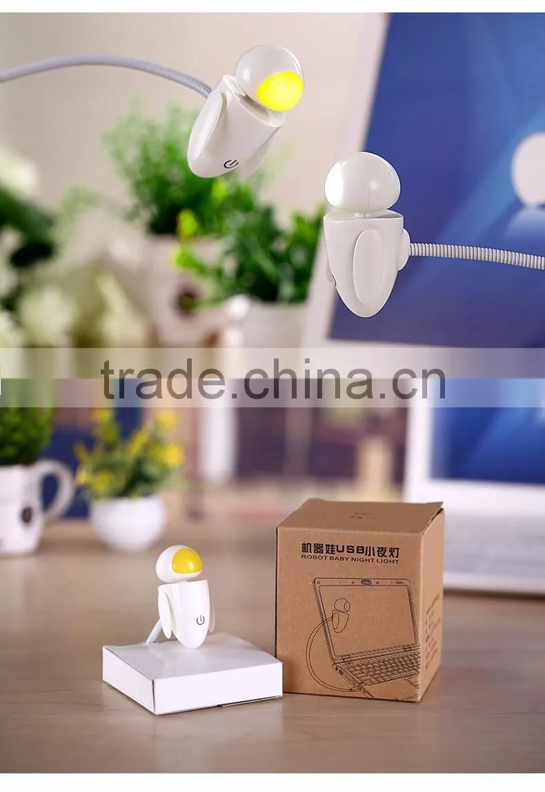 House Mini Robot Shape Design USB Charged LED Night Ligh, Flexible USB LED Night Lamp For Wholesale