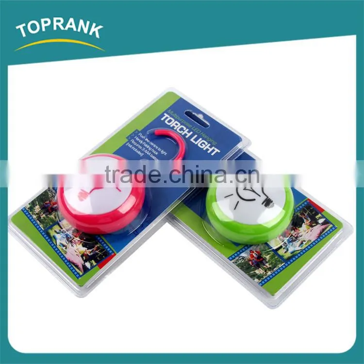 Custom color multipurpose hanging battery led touch light with folding hook