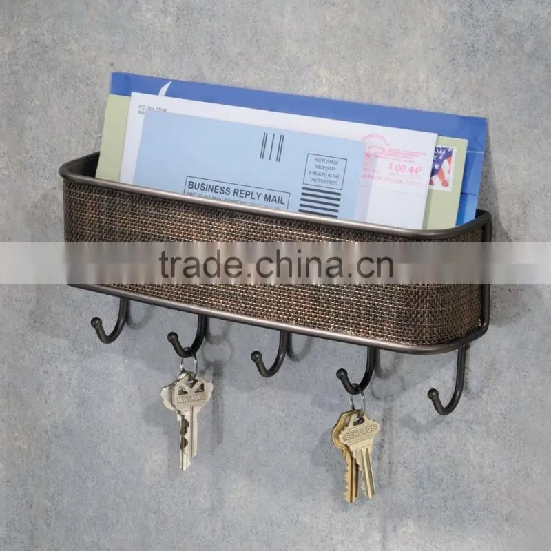 Wall Mount Mail and Key Rack, Bronze