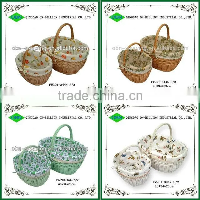 New design willow pets basket with mat