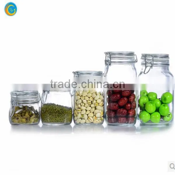 2014 Clear square glass jam jar with mental lid wholesale