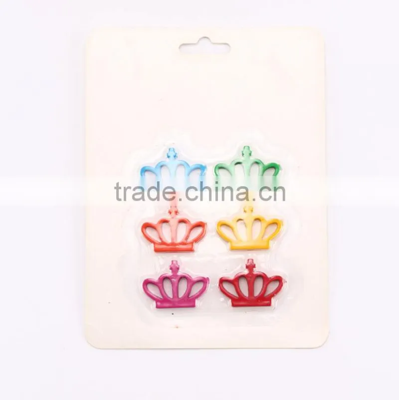 New Design Fancy Crown Shaped 6 Color Crayon, 6 pk Wax Crayon, Novelty Crayon Set