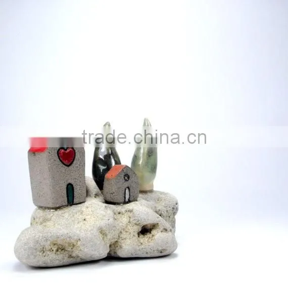 Little village sculpture , Rustic home decor , Beach houses