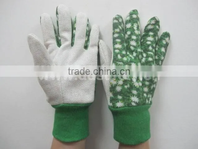 DDSAFETY 2017 Green Cotton Garden Gloves Knitted Wrist Safety Working Gloves